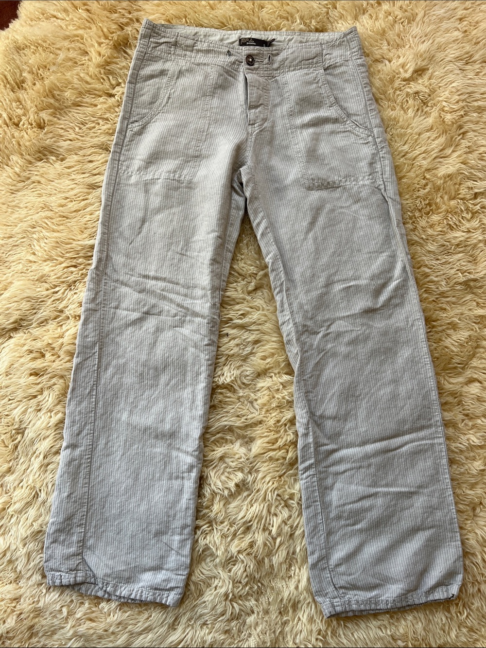 Prana Y2K Boho Stripe Cream Pants - Missing Drawstring -